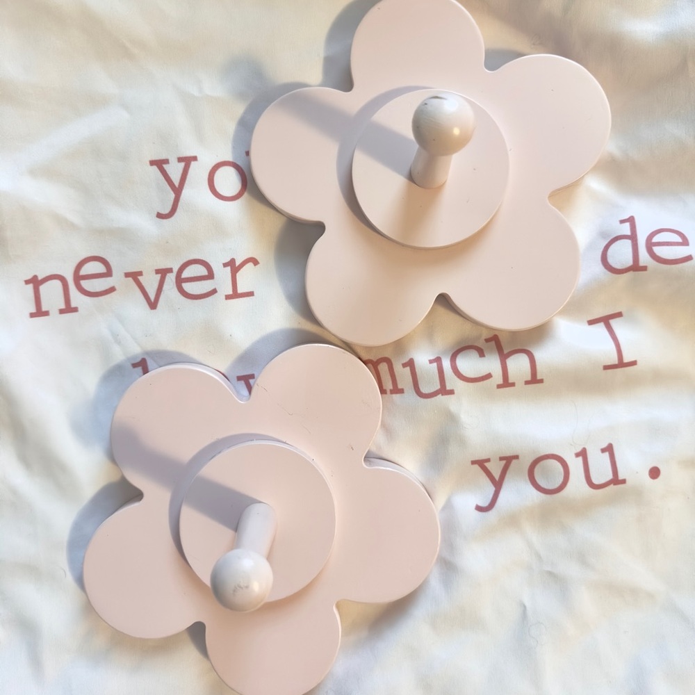 The Land of Nod Pink Flower Wall Hooks/Pegs